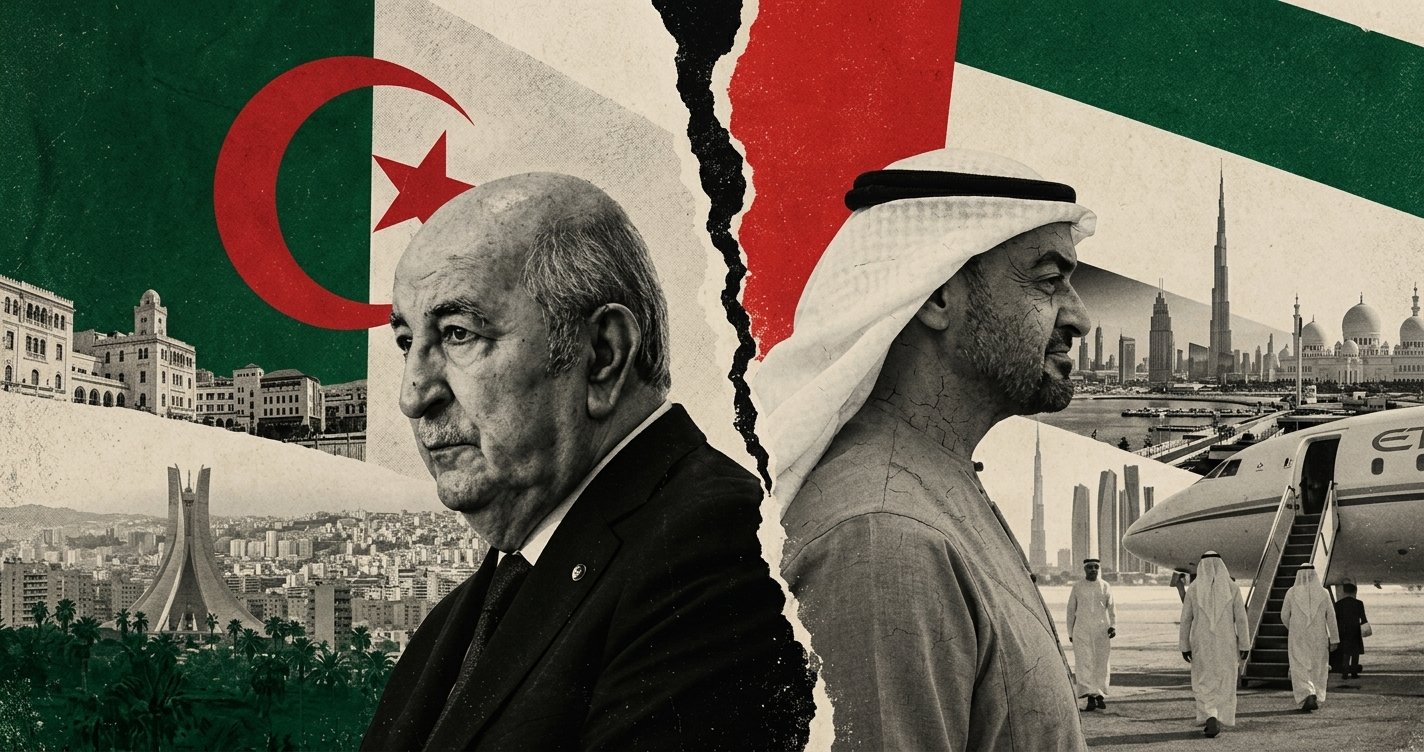 Ilustrasi pemutusan hubungan diplomatik antara Aljazair dan Uni Emirat Arab akibat ketegangan regional.