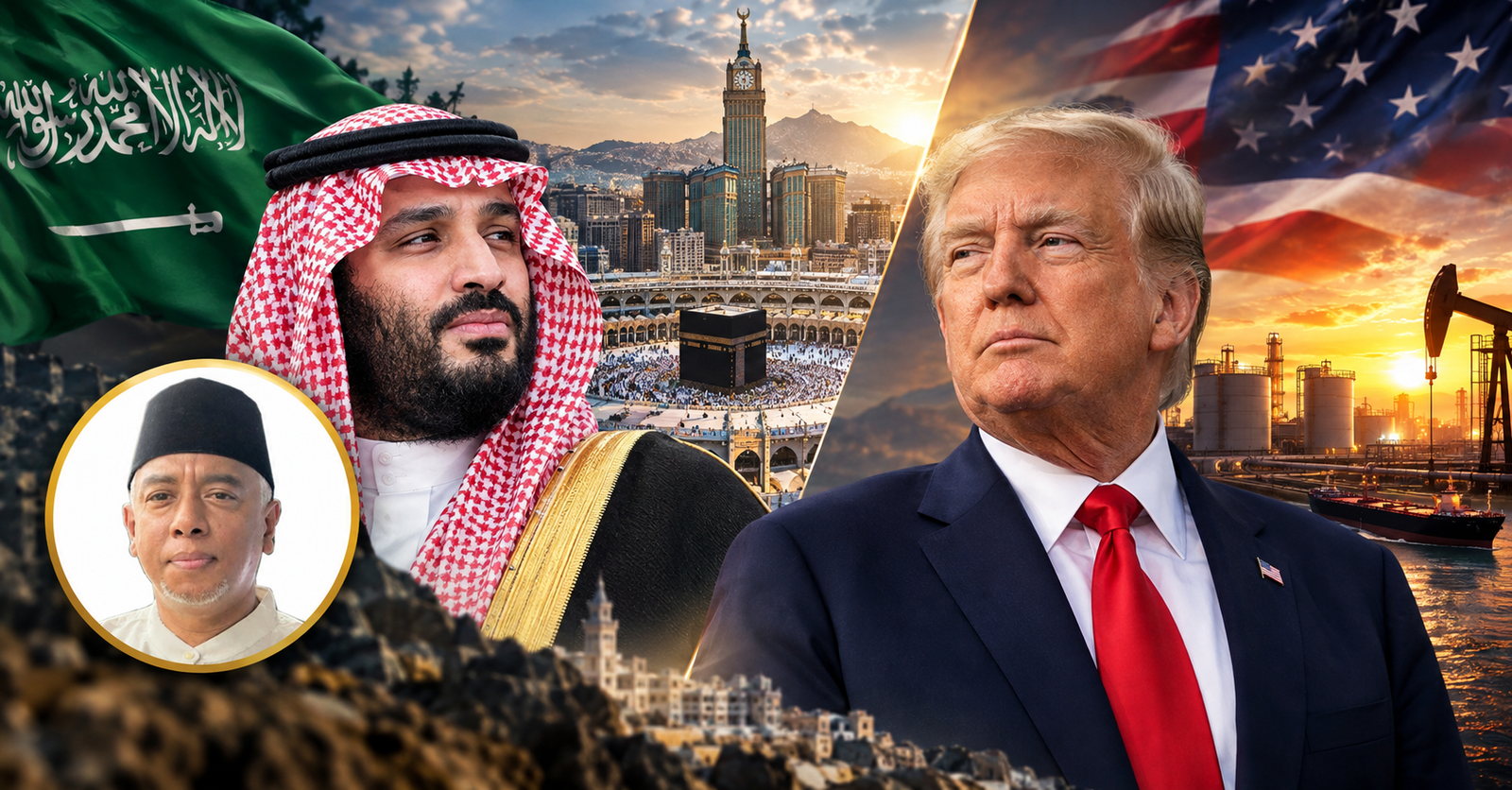 Foto pengamat politik yang menganalisis posisi geopolitik Arab Saudi dan propaganda tuduhan serangan Makkah.