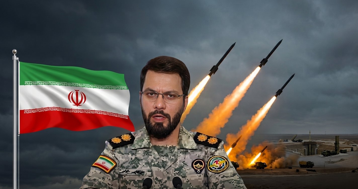 Komando Garda Revolusi Islam Iran IRGC dan ilustrasi peluncuran rudal balasan.