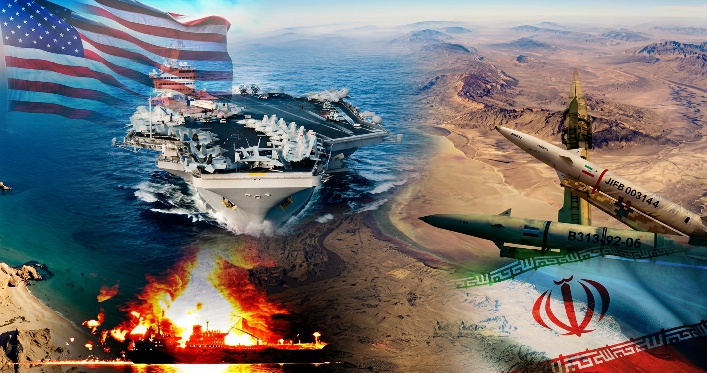 Ilustrasi militer konfrontasi antara pangkalan AS dan kekuatan rudal Iran di kawasan.