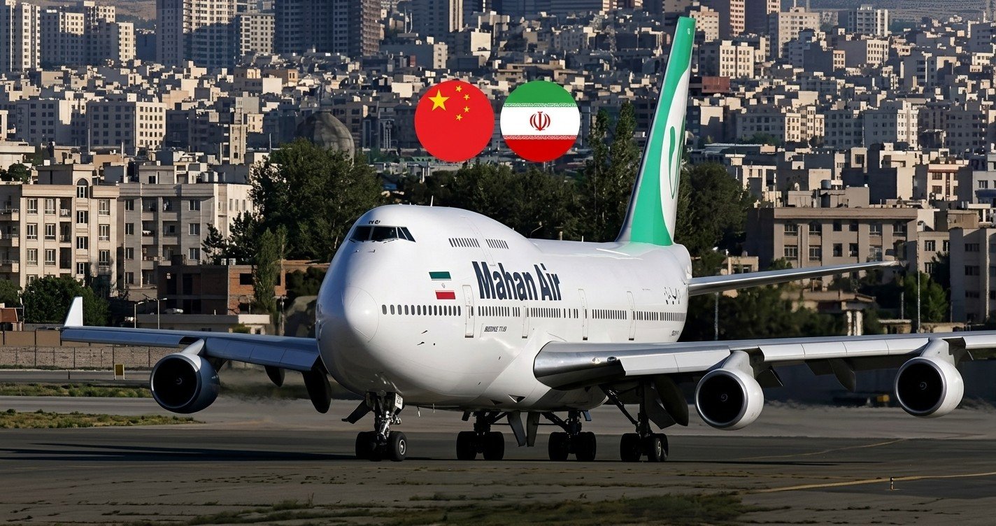 Ilustrasi pesawat Mahan Air Iran di Tiongkok yang menantang ultimatum dan sanksi sistem dolar Amerika Serikat.