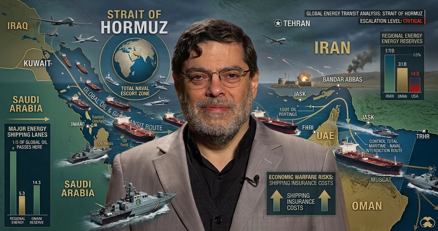 Profesor Mohammad Marandi memberikan keterangan terkait pergeseran doktrin ofensif Iran di Selat Hormuz.