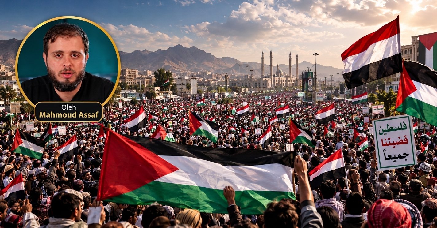 Ilustrasi analisis pengamat Timur Tengah mengenai akar gerakan Ansarallah dan solidaritas Yaman untuk Palestina.
