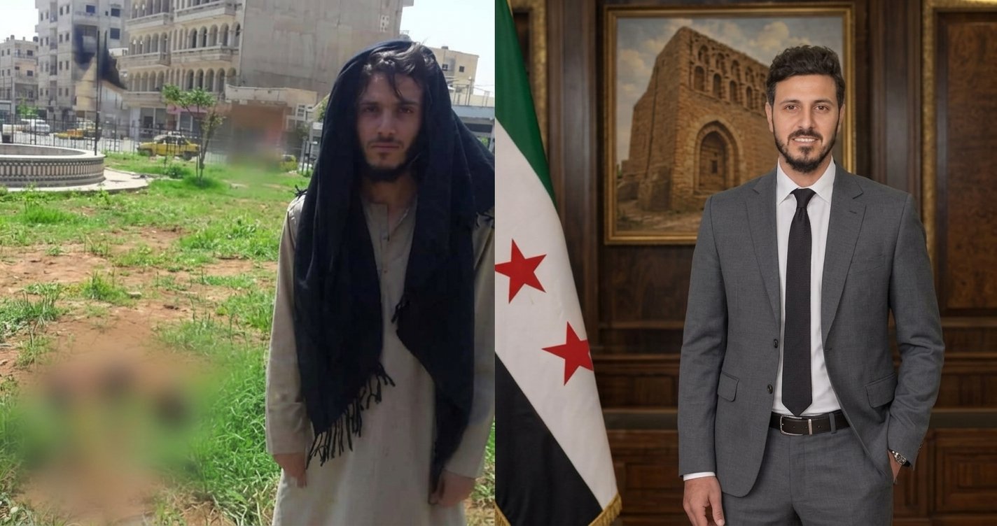 Foto perbandingan Mohammed Sobhi al-Nashef, mantan operator media ISIS yang kini menjabat di bawah HTS Suriah.