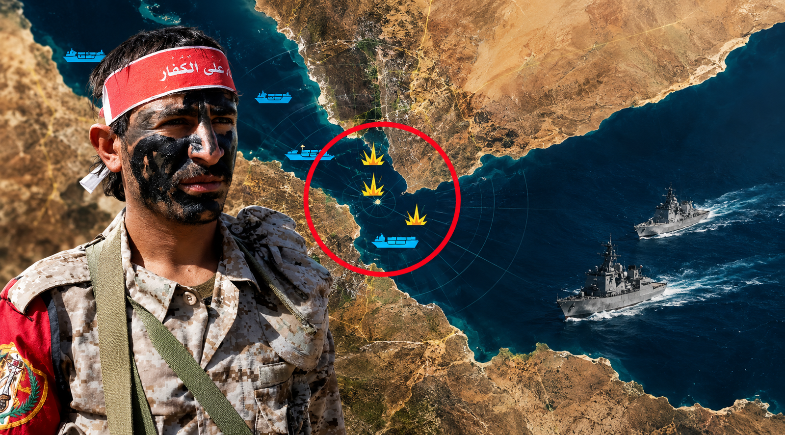 Peta posisi strategis Ansarallah di Selat Bab al-Mandab dan pesisir barat Yaman.