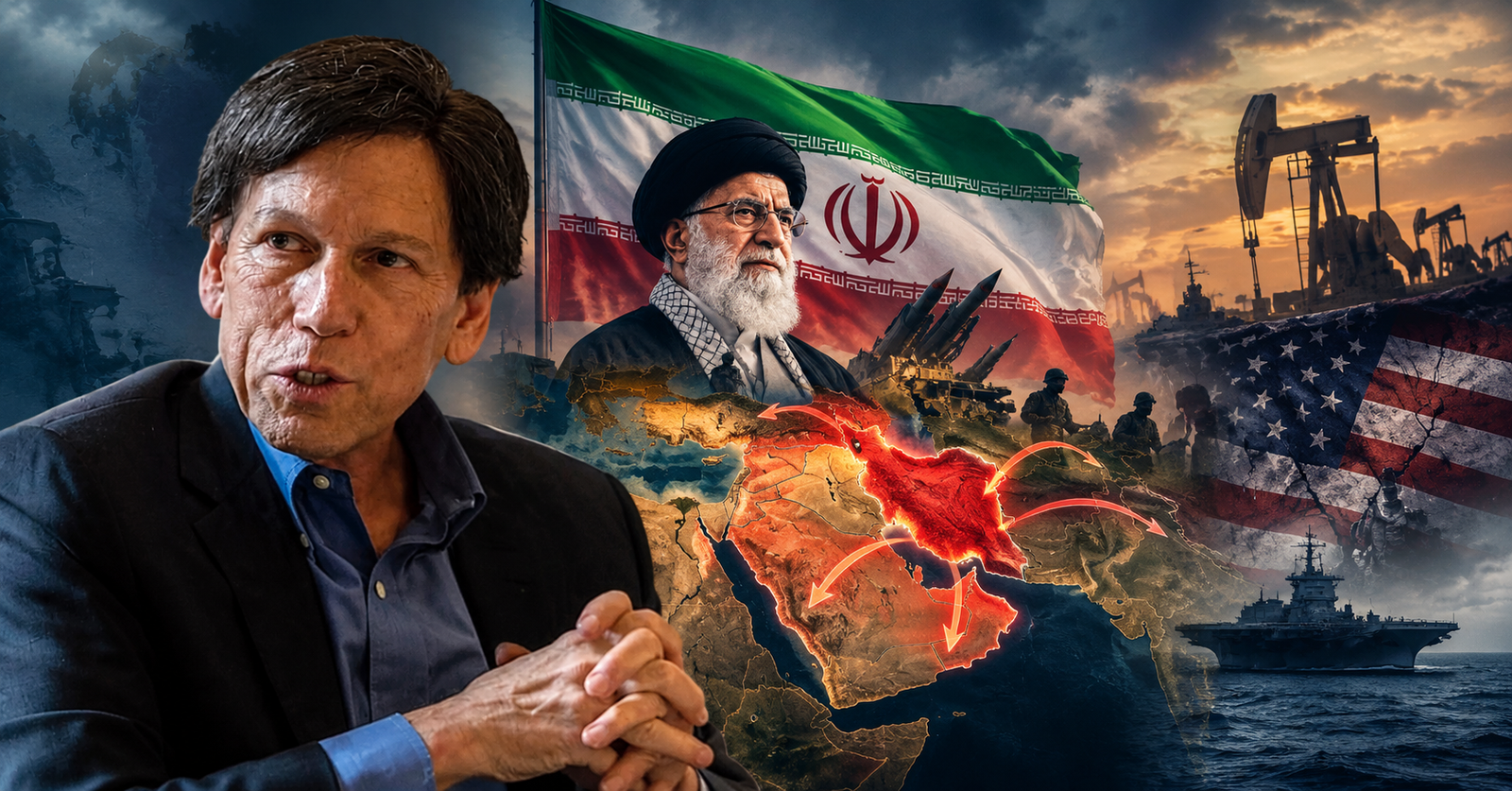 Tangkapan layar video analisis geopolitik mengenai melemahnya posisi AS dan menguatnya peran Iran di Timur Tengah.
