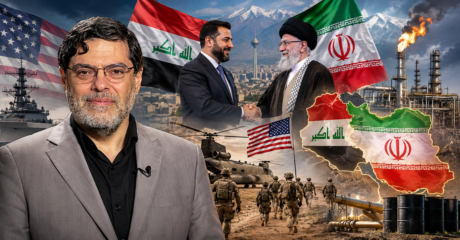 Tangkapan layar video analisis Profesor Mohammad Marandi mengenai potensi kerja sama Iran dan Irak.