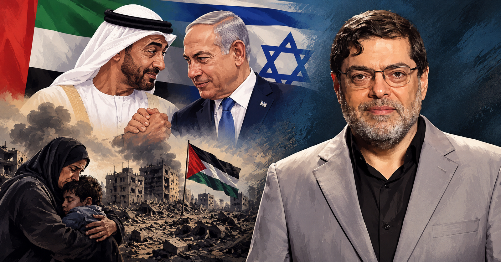 Tangkapan layar video analisis mengenai kecaman terhadap hubungan erat UEA dan Benjamin Netanyahu.